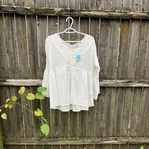 Hayden Cream Blouse with V-Neck Detail